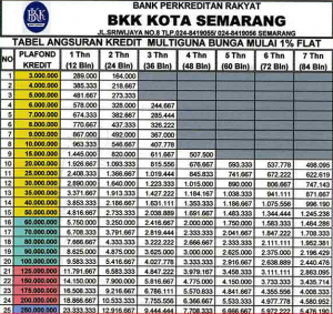 Tabel Angsuran Pinjaman Bank BKK